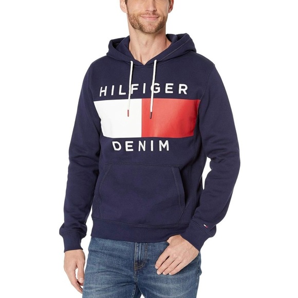 tommy hilfiger brooks logo print hoodie